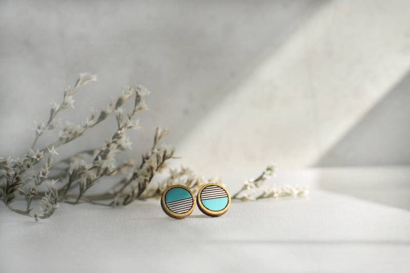 Handbemalte Holzohrringe | Ohrstecker Hypoallergene Ohrringe Handbemalte Holzohrringe | Ohrstecker Hypoallergene Ohrringe von LaserArtAtelier