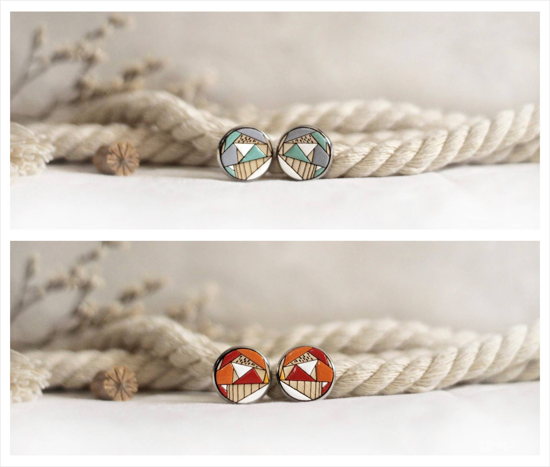 Picasso | Handbemalte Holzohrringe Ohrstecker Hypoallergene Ohrringe von LaserArtAtelier