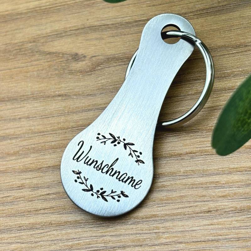 Einkaufswagenlöser Mit Wunschgravur Wunschname Datum Schlüsselanhänger Metall Einkaufschip Wagenlöser Edelstahl Handgefertigt von LaserArtbyRiedel