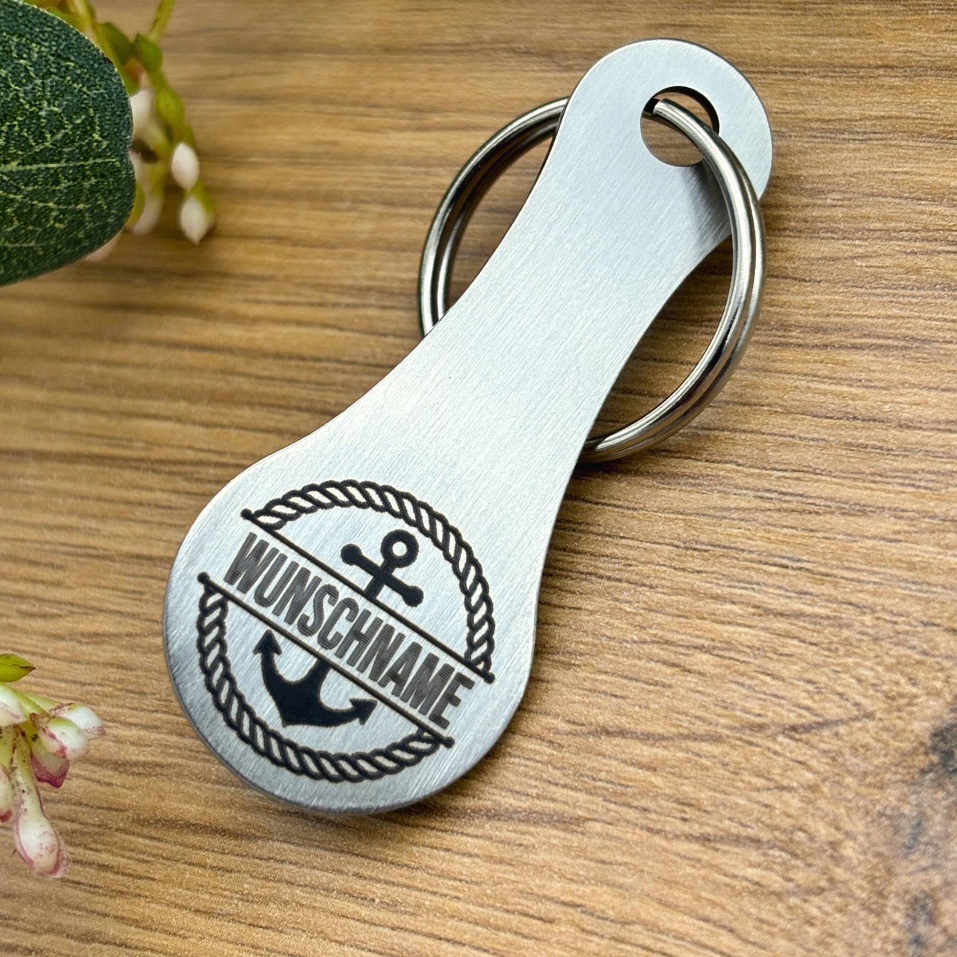 Personaliserter Schlüsselanhänger Anker Mit Namen Metall Einkaufschip Geschenk Für Küstenfreunde & Seefahrer - Ew0061 von LaserArtbyRiedel