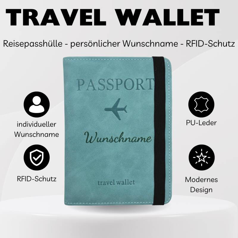 Personalisierte Reisepasshülle Mit Rfid-Schutz - Reiseorganizer Aus Pu-Leder Für Flugtickets, Geld & Dokumente Wunschnamen Rp001 von LaserArtbyRiedel