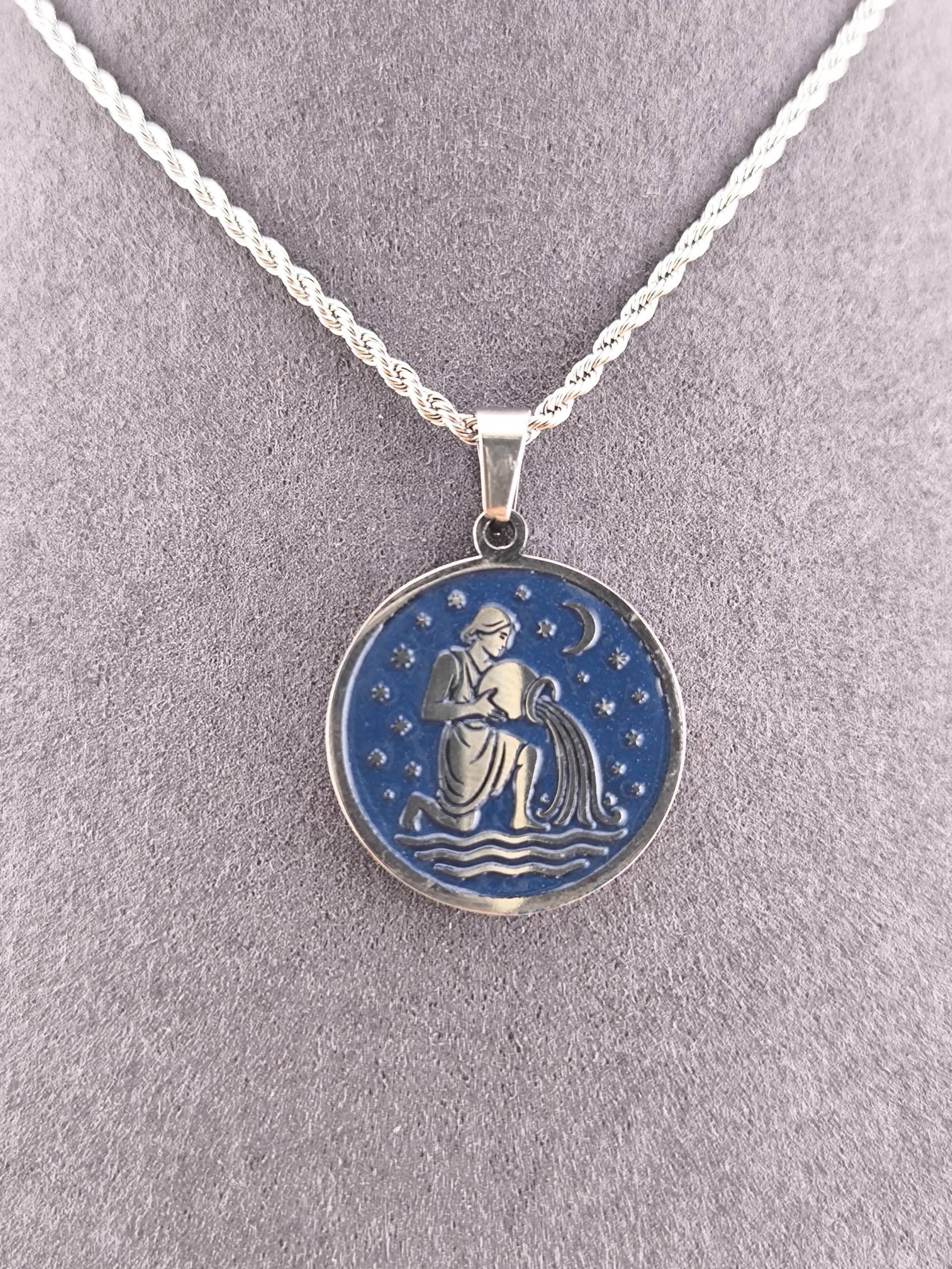 Aquarius Zodiac Pendant Necklace - Handmade Stainless Steel Astrology Jewelry | Limited Edition Aquarius Zodiac Pendant Necklace - Handmade Stainless Steel Astrology Jewelry | Limited Edition von LaserCreationsEU