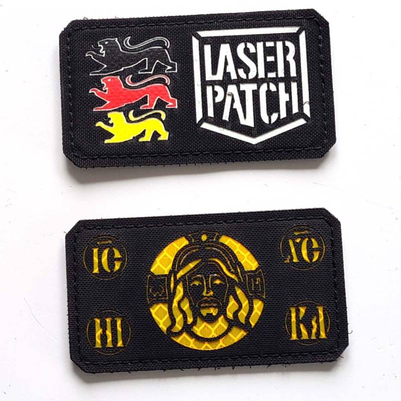 Isus Christ Holy Face Battle Flag 3, 5"x2" Icxc Nika Christogram Lasercut Patch With Velcro von LaserPatchCraft
