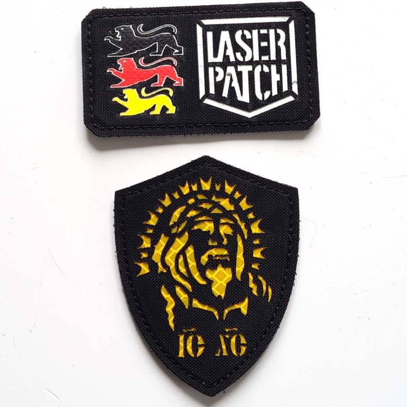 Isus Christ Holy Face Battle Flag Icxc Nika Christogram Lasercut Patch With Velcro von LaserPatchCraft