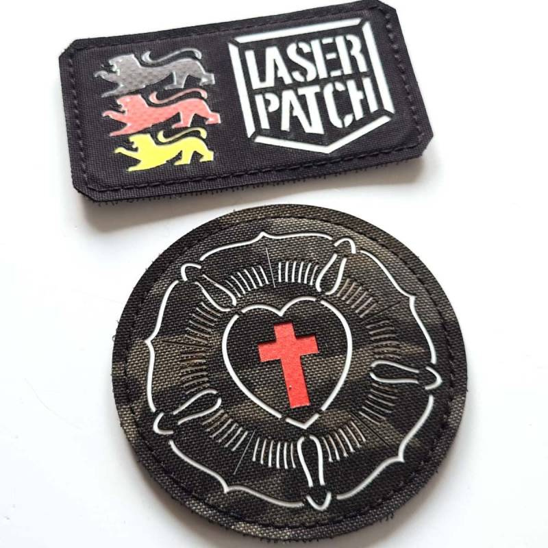 Lutherrose Martin Luther Isus Christ Lasercut Patch With Velcro von LaserPatchCraft