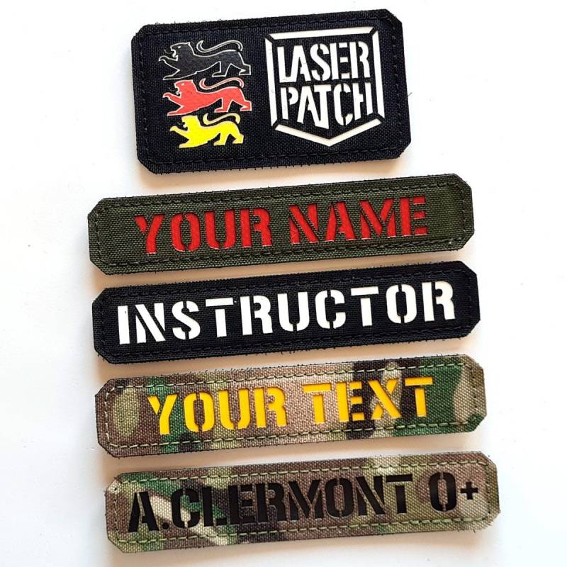 Your Custom Name Patch 1″x5″ | Tag Lasercut Cordura With Velcro von LaserPatchCraft