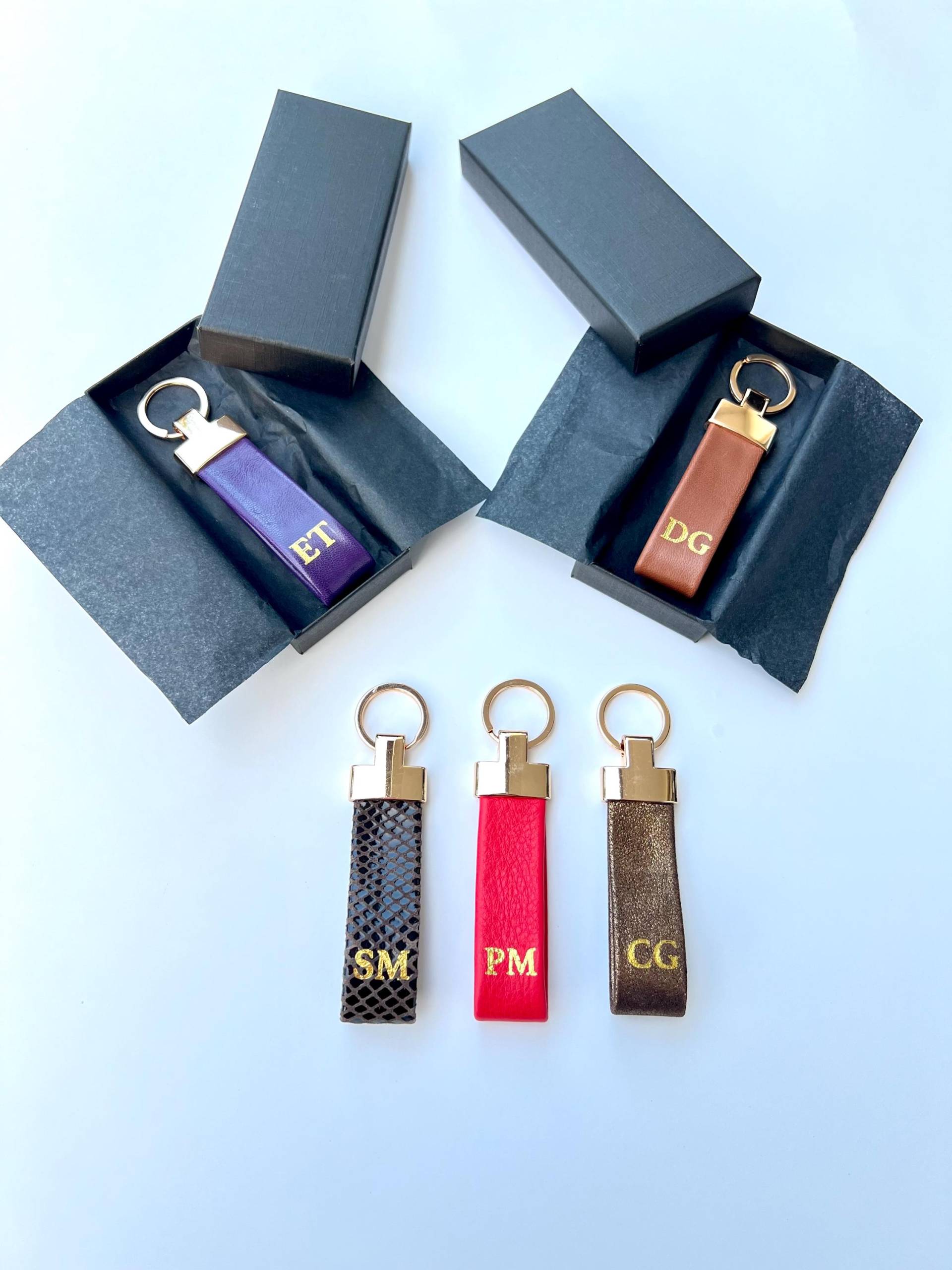 Personalisierter Schlüsselanhänger Aus Echtem Premium Leder Mit Initialen - Handgemacht, Geschenk Männer, Frauen, Weihnachten, Geburtstag von LaserPlotterDesign