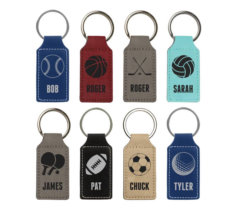 Personalisierte Sport Schlüsselanhänger Aus Veganem Leder Geschenk Mit Lasergravur von LaserPrintCo