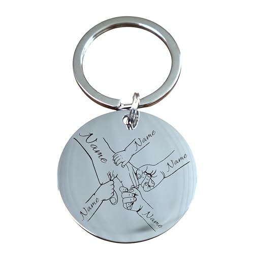 Laserbusters Schlüsselanhänger personalisiert mit Motiv- und Textgravur ein einzigartiges Geschenk – perfekt für Mama, Papa, Oma, Opa oder liebe Freunde (Name +4, Edelstahl Silber) von Laserbusters