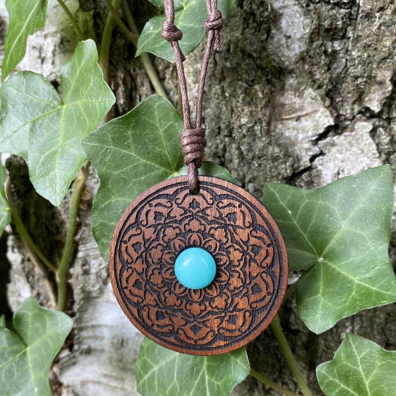 Jade Schmuck Für Harmonie, Anhänger Mit Stein Mandala Kette, Beruhigung, Schöne Frauen Halskette Blau, Blauer Jade Schmuck Für Harmonie, Anhänger Mit Stein Mandala Kette, Beruhigung, Schöne Frauen Halskette Blau, Blauer von Lasercrafthome