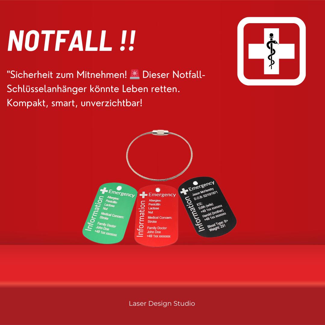 Notfallkarte/Notfallanhänger Emergency Card Für Z.b. Den Schlüsselbund Aus Aluminium Graviert Lebensretter Wichtige Informationen Notfallkarte/Notfallanhänger Emergency Card Für Z.b. Den Schlüsselbund Aus Aluminium Graviert Lebensretter Wichtige Informationen von Laserdesignstudiocom
