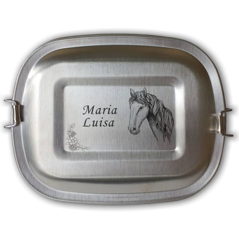 Brotdose Lunchbox Personalisiert Mit Gravur Pferd Für Reiter Und Pferdenarren Mädchen Einhorn Pony Edelstahl Name Wunschtext Geschenk Reiten von Lasernauten