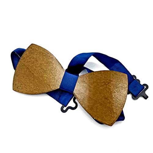 LASERO' Holzfliege Herren - Holz Fliege Blau für Mann und Kind Verstellbar für Hochzeit Aufführungen Abschlussball Herren Geschenk von LASERO'
