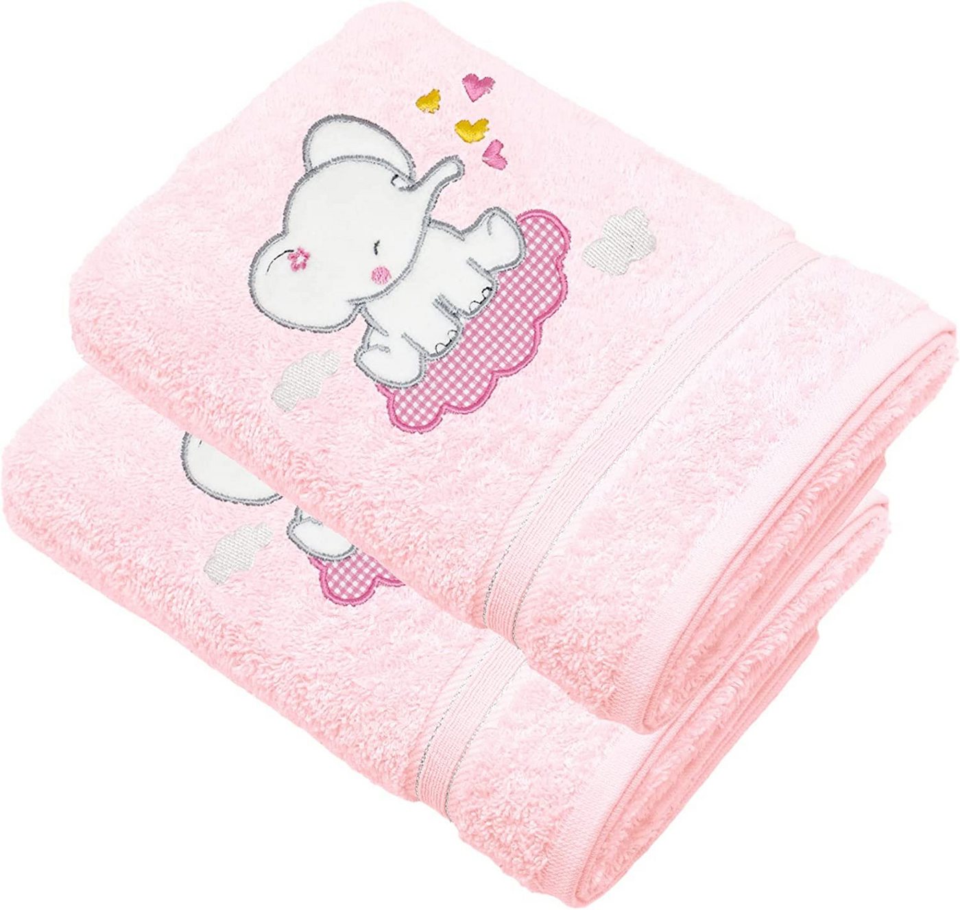 Lashuma Neugeborenen-Geschenkset (Set, 2-tlg) Kinder Badehandtücher Mädchen rosa 50x90 cm von Lashuma