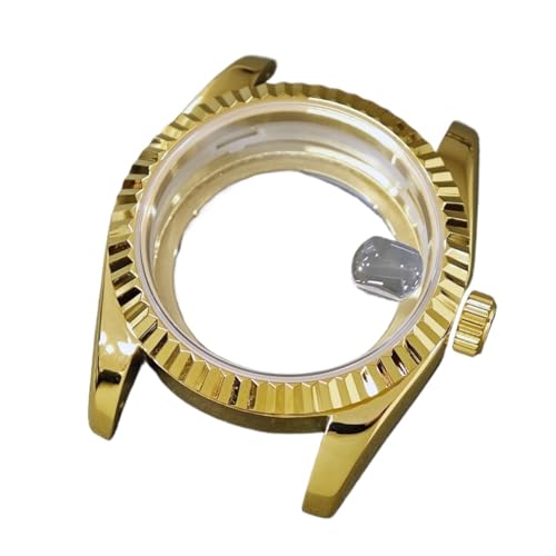 Lasitech 1 Stück 36 mm Miyota 8285 Herren-Edelstahlgehäuse 904L mit Saphirglasband-Zubehör for das Uhrwerk(Gold case) von Lasitech