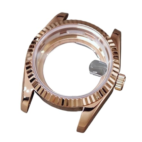 Lasitech 1 Stück 36 mm Miyota 8285 Herren-Edelstahlgehäuse 904L mit Saphirglasband-Zubehör for das Uhrwerk(Rose case) von Lasitech