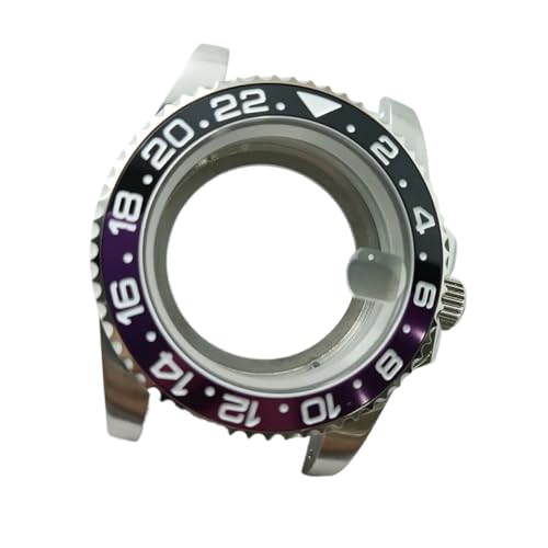 Lasitech 1 Stück NH35 GMT-Gehäuse, 40,5 mm, Herrenuhr, silbriger Ganzkörperspiegel, passend for NH34 NH38 Uhrwerk, Saphirglasbox, 28,5-Zifferblatt(Khaki,Two Way NH35) von Lasitech