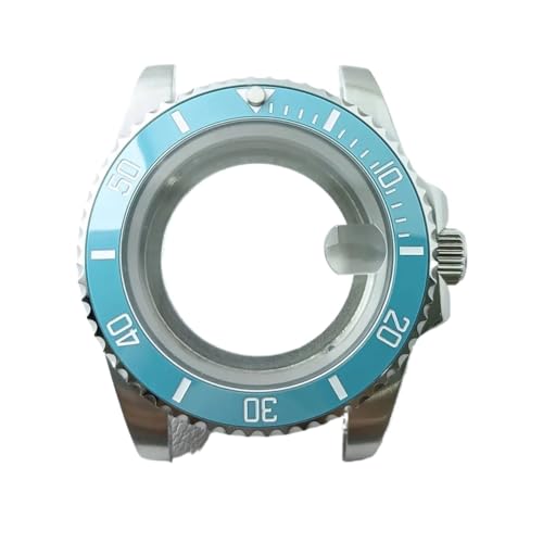 Lasitech 1 Stück NH35 GMT-Gehäuse, 40,5 mm, Herrenuhr, silbriger Ganzkörperspiegel, passend for NH34 NH38 Uhrwerk, Saphirglasbox, 28,5-Zifferblatt(P27/613#,One Way NH35) von Lasitech