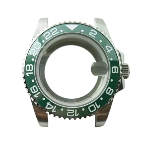 Lasitech 1 Stück NH35 GMT-Gehäuse, 40,5 mm, Herrenuhr, silbriger Ganzkörperspiegel, passend for NH34 NH38 Uhrwerk, Saphirglasbox, 28,5-Zifferblatt(P6/16,Two Way NH35) von Lasitech