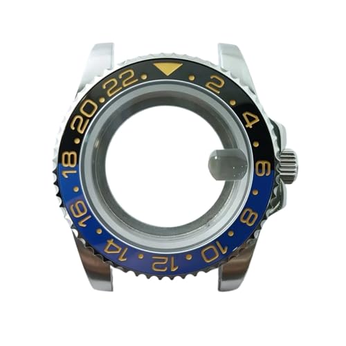 Lasitech 1 Stück NH35 GMT-Gehäuse, 40,5 mm, Herrenuhr, silbriger Ganzkörperspiegel, passend for NH34 NH38 Uhrwerk, Saphirglasbox, 28,5-Zifferblatt(Rosy Brown,Two Way NH35) von Lasitech