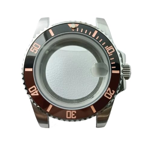 Lasitech 1 Stück NH35 GMT-Gehäuse, 40,5 mm, Herrenuhr, silbriger Ganzkörperspiegel, passend for NH34 NH38 Uhrwerk, Saphirglasbox, 28,5-Zifferblatt(Salmon,Two Way NH35) von Lasitech