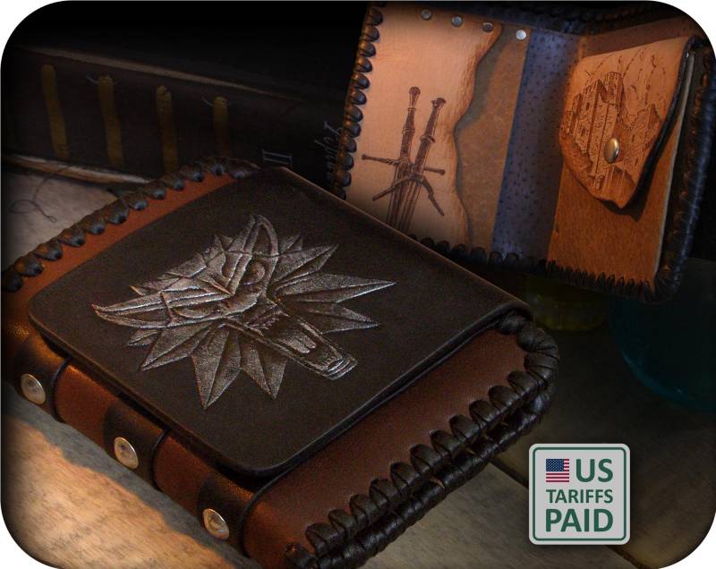 "Handgemachte Ledergeldbörse "The Witcher" Braune Herren Geldbörse Aus Echtleder. Geschenkverpackung von LaskaCraft
