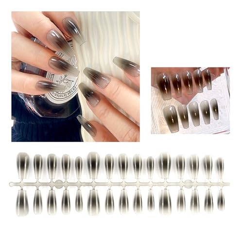 30Pcs Lange Drücken Auf Nägel Sarg Französisch Gefälschte Nägel Spitze Acryl Nägel Glänzend Falsche Nägel Für Frauen Mädchen Drücken Auf Nägel Maniküre Stick Nagelfeile Nail Art DIY Nägel von Laspi