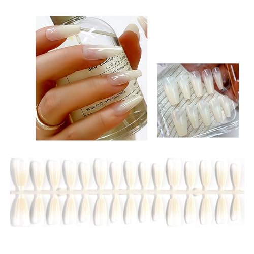 30Pcs Lange Drücken Auf Nägel Sarg Französisch Gefälschte Nägel Spitze Acryl Nägel Glänzend Falsche Nägel Für Frauen Mädchen Drücken Auf Nägel Maniküre Stick Nagelfeile Nail Art DIY Nägel von Laspi