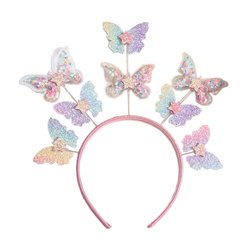 Buntes glitzerndes Puder-Stirnband für Damen, Pailletten, Schmetterling, Haarband, Frühlings-Haarband, Mädchen, Party, Haarschmuck, glitzerndes Puder-Stirnband von Laspi