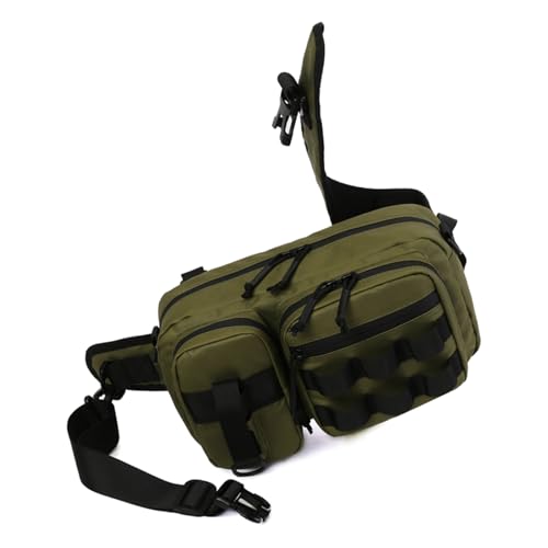 Camping Große Kapazität Angelausrüstung Tasche Wasserdicht Wandern Crossbody Brusttasche Hüfttasche Outdoor Reise Schultertasche Angelausrüstung Halter, armee-grün von Laspi