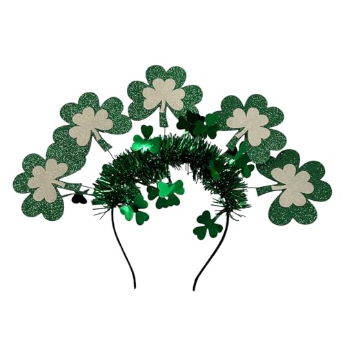 Haarreif für Erwachsene, irischer Nationalfeiertag, mit Pailletten, Kleeblatt und Blume, Glitzer, Patrick's Day, Stirnband, Karneval, Haarreifen, Pailletten, Stirnbänder für Mädchen, grüne Pailletten, von Laspi