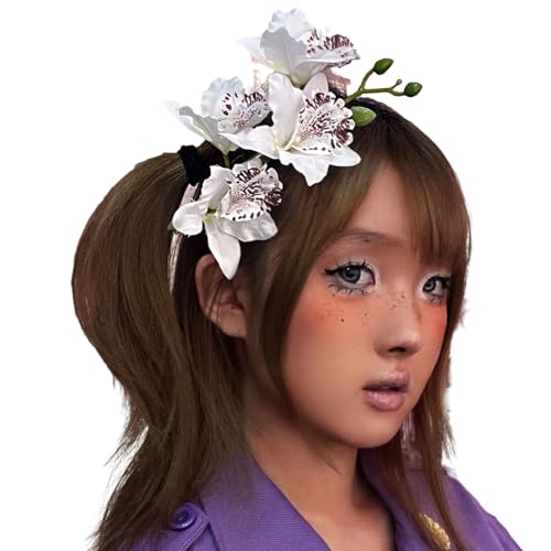 Japonism Lilien, Brautblumen-Haarspange, Haarspange, Prinzessin, süße Mädchen, Pony-Clip, Lilien, Blumen, Lilien, mehrfarbig, niedliche Haarspangen von Laspi