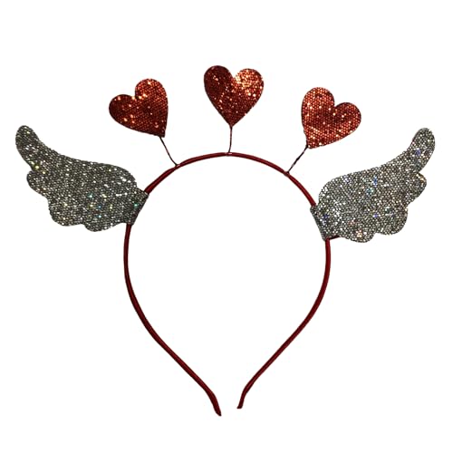 Zartes Valentinstag-Stirnband mit Herz und Flügeln für Mädchen, Valentinstag-Stirnband mit Lametta, Glitzer-Haar-Accessoire, Glitzer-Haarschmuck für Mädchen, Glitzer-Haarschmuck für Damen, von Laspi