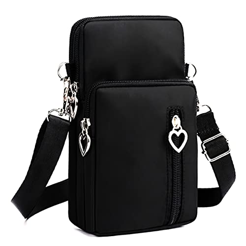 LassZone Damen M盲dchen Rei脽verschluss Wasserdicht Nylon Crossbody Taschen b枚rse Handy b枚rse Schultertasche Handgelenk Handtaschen, Schwarz Gr枚脽e L, One Size von LassZone