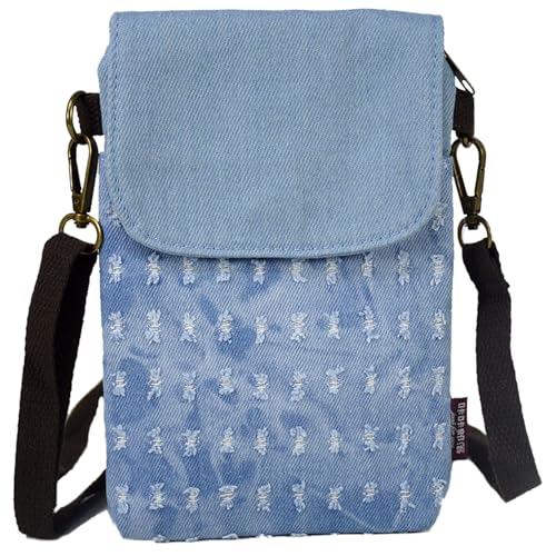 LassZone Frauen Mädchen Nette Leinwand Crossbody Taschen Brieftasche Handy Geldbörse Umhängetasche Wristlet Handtaschen, hellblau von LassZone