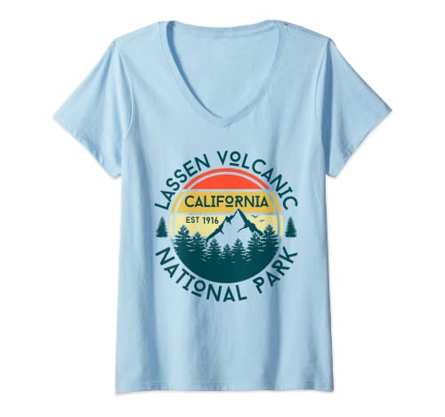 Damen Lassen Volcanic National Park Kalifornien Wandern Outdoor T-Shirt mit V-Ausschnitt Damen Lassen Volcanic National Park Kalifornien Wandern Outdoor T-Shirt mit V-Ausschnitt von Lassen Volcanic National Park California USA Retro