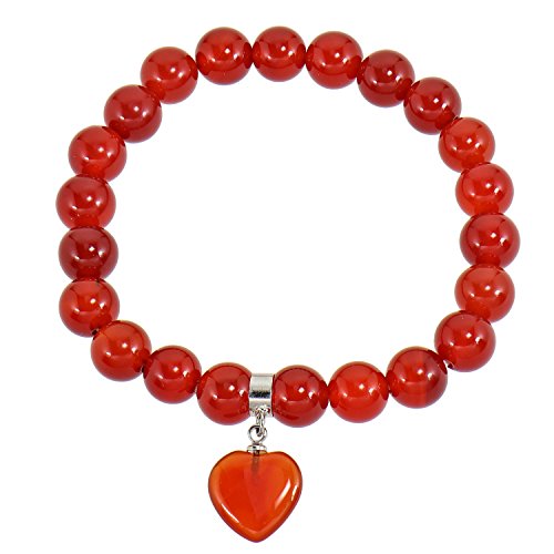 Lassiere Edelstein Perlen Armband aus Achat orange mit Herz Anhänger Lassiere Edelstein Perlen Armband aus Achat orange mit Herz Anhänger von Lassiere