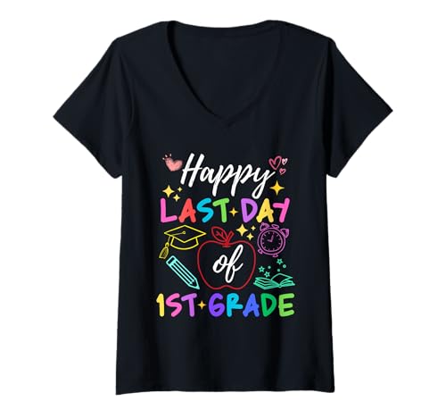 Damen Alles Gute zum letzten Tag des Abschlusses der Lehrerschüler der 1. Klasse T-Shirt mit V-Ausschnitt Damen Alles Gute zum letzten Tag des Abschlusses der Lehrerschüler der 1. Klasse T-Shirt mit V-Ausschnitt von Last Day Of School Summer Kids Boys Girls Apparels
