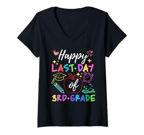Damen Alles Gute zum letzten Tag des Abschlusses der Lehrerschüler der 3. Klasse T-Shirt mit V-Ausschnitt Damen Alles Gute zum letzten Tag des Abschlusses der Lehrerschüler der 3. Klasse T-Shirt mit V-Ausschnitt von Last Day Of School Summer Kids Boys Girls Apparels