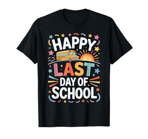 Happy Last Day of School Colorful End Year Celebration Kids T-Shirt von Last Day School Fun Quote for Students Teachers