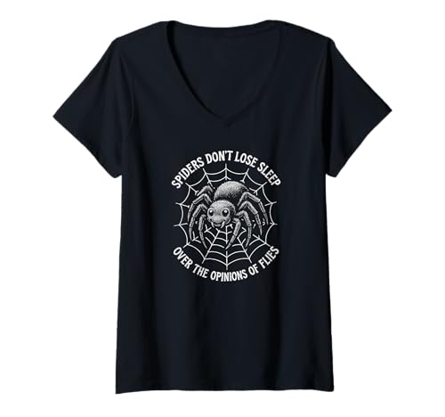 Damen Spiders Don't Lose Sleep Over The Opinions Of Flies T-Shirt mit V-Ausschnitt Damen Spiders Don't Lose Sleep Over The Opinions Of Flies T-Shirt mit V-Ausschnitt von Last Gasp Graphics