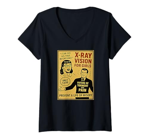 Damen X-Ray Vision For Girls Vintage Comic Book Style Ad T-Shirt mit V-Ausschnitt Damen X-Ray Vision For Girls Vintage Comic Book Style Ad T-Shirt mit V-Ausschnitt von Last Gasp Graphics