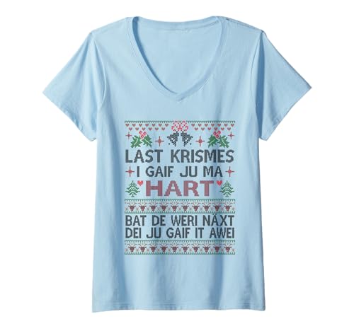 Damen LAST KRISMES X Letzte Weihnachten X Lustige Weihnachten XMAS T-Shirt mit V-Ausschnitt Damen LAST KRISMES X Letzte Weihnachten X Lustige Weihnachten XMAS T-Shirt mit V-Ausschnitt von Last Krismes Lustig Letzte Weihnachten, UGLY XMAS