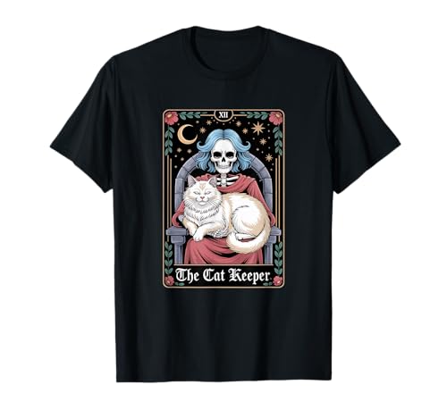 The Cat Lady Tarotkarte Skelett Gruselige Katze Mama Halloween T-Shirt von Last Minute Cat Lover Halloween Costume Shirts