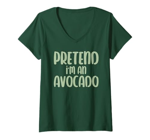 Damen Halloween Stell dir vor ich Bin EIN Avocado T-Shirt mit V-Ausschnitt von Last Minute Kostüm Halloween Fasching