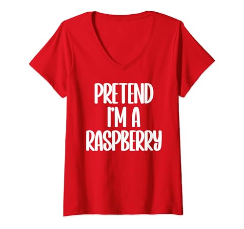 Damen Tu so, als wäre ich ein Himbeer-Halloween-Kostüm T-Shirt mit V-Ausschnitt Damen Tu so, als wäre ich ein Himbeer-Halloween-Kostüm T-Shirt mit V-Ausschnitt von Last minute Halloween costume outfit idea