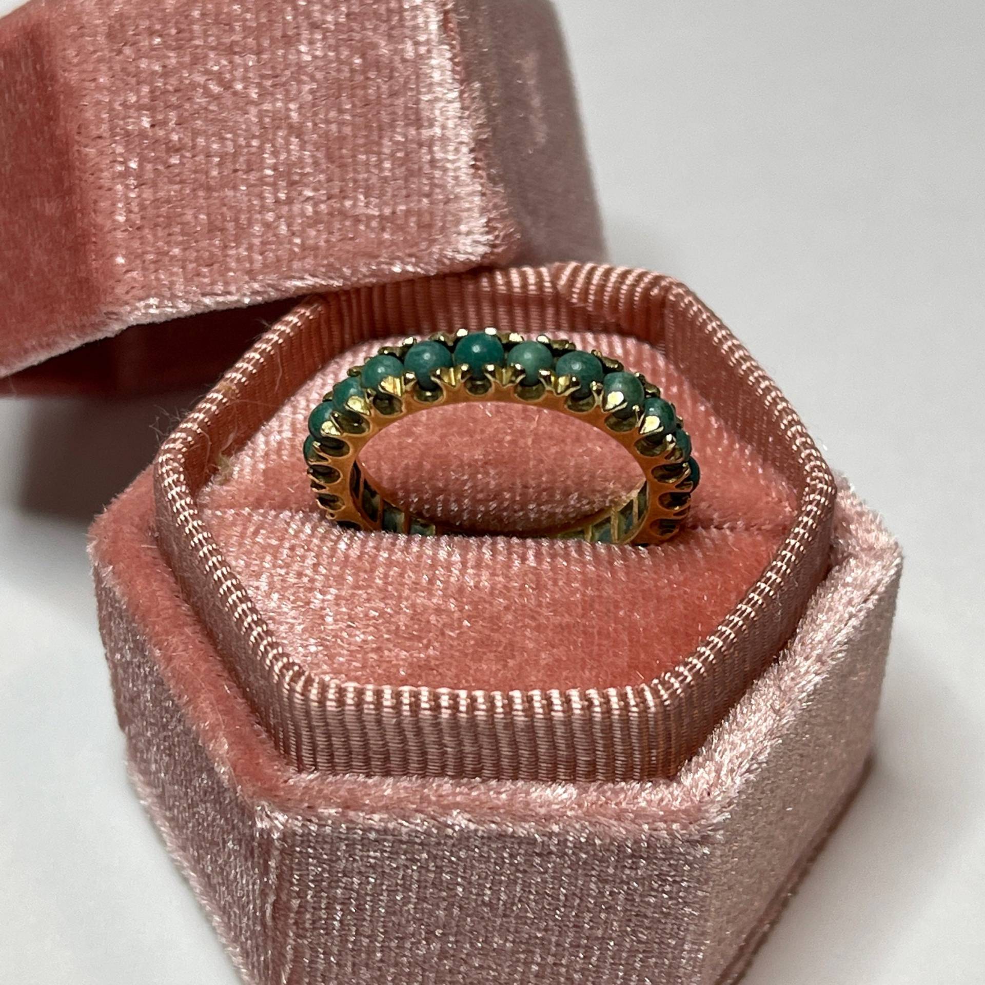 Türkis Eternity Band - 14K Gelbgold Natürlicher Edelstein Ring Größe 7, 5 Vintage Braut Hochzeit Feinen Schmuck Türkis Eternity Band - 14K Gelbgold Natürlicher Edelstein Ring Größe 7, 5 Vintage Braut Hochzeit Feinen Schmuck von LastCenturyJewels