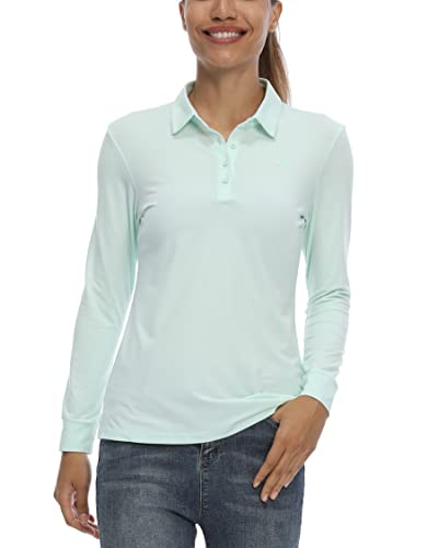 LastFor1 Damen Golf-Poloshirt Tennis Langarm Shirt UPF 50+ Feuchtigkeitstransport Athletic Fitness T-Shirt, Wohltuendes Meer, X-Groß von LastFor1