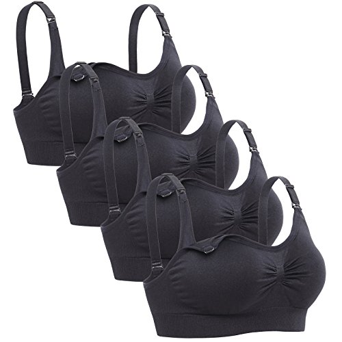 Lataly Damen Schlafen Still-BH Wirefree Stillen Mutterschaft Bralette Packung mit 5 M Fit 34B 34CDE 36B 36C 38B 3black2beige von Lataly