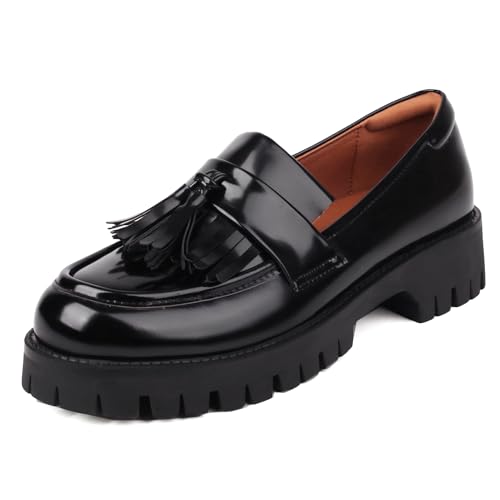 Latasa Halbschuhe für Damen, Plateauschuhe, klobige Sohle, bequem, Schlupfschuh, legere Arbeitsschuhe, Quaste, 37.5 EU Latasa Halbschuhe für Damen, Plateauschuhe, klobige Sohle, bequem, Schlupfschuh, legere Arbeitsschuhe, Quaste, 37.5 EU von Latasa